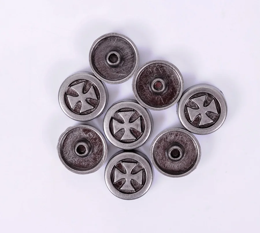 50pc Retro Silver 13mm Cross Carved Rivets Stud Spots for Bag Belt Leathercraft