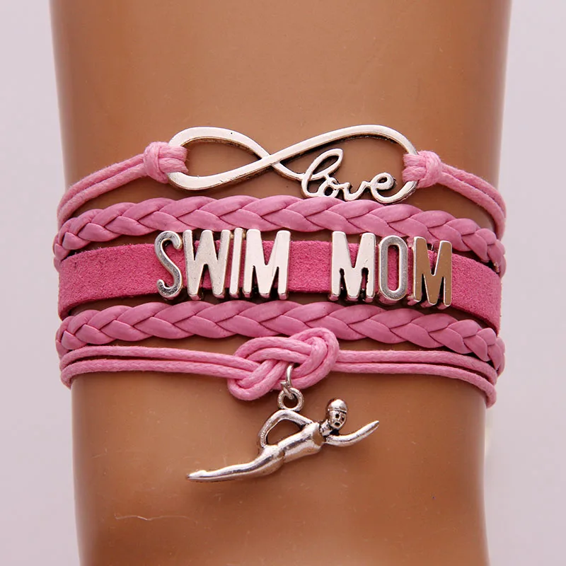 NCRHGL Infinity love SWIM MOM bracelets bangles swimmer charm braided pu leather bracelet jewelry gift for woman Drop Shipping
NCRHGL Infinity love SWIM MOM bracelets bangles swimmer charm braided pu leather bracelet jewelry gift for woman Drop Shipping