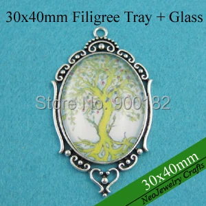 30x40mm Antique Silver Filigree Pendant Setting Tray + 30x40mm Glass Cabochon 200 Sets (200 Trays + 200 Glass)
30x40mm Antique Silver Filigree Pendant Setting Tray + 30x40mm Glass Cabochon 200 Sets (200 Trays + 200 Glass)