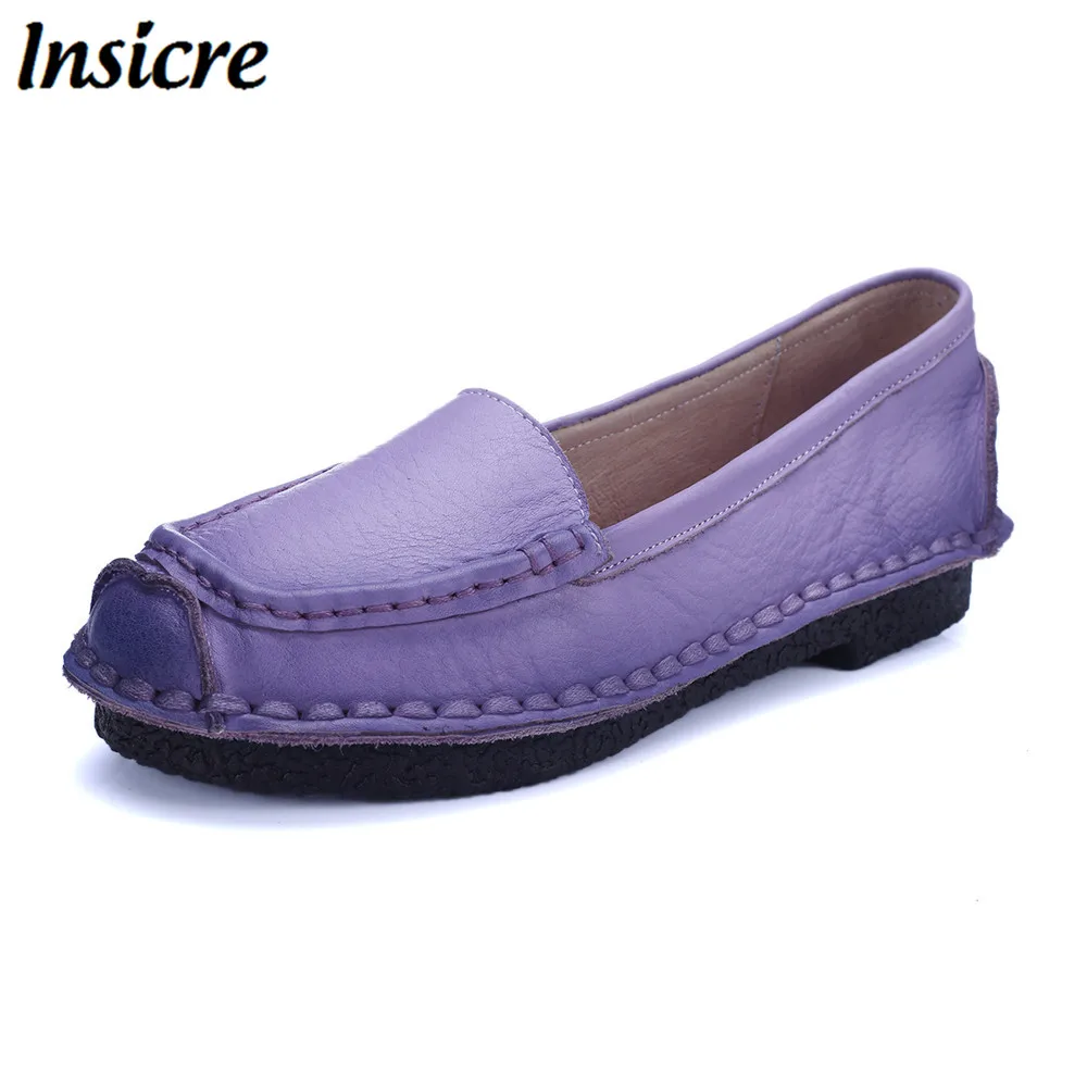 Insicre Women's Handmade Shoes Genuine Leather Flat Shoes Woman Loafers Soft Single Flats Casual round toe Shallow shoes women 
Insicre Women's Handmade Shoes Genuine Leather Flat Shoes Woman Loafers Soft Single Flats Casual round toe Shallow shoes women