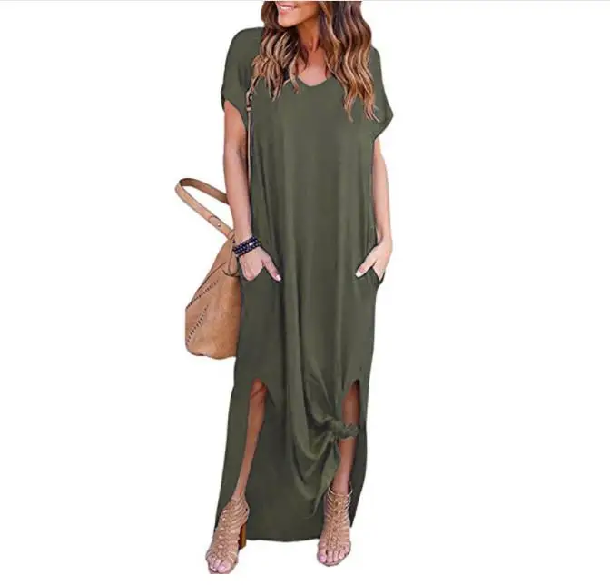 Summer Women Long Dresses 2019 plus size new spring fashion solid Short sleeve dress women Long tight sweet V-neck party dress
Summer Women Long Dresses 2019 plus size new spring fashion solid Short sleeve dress women Long tight sweet V-neck party dress