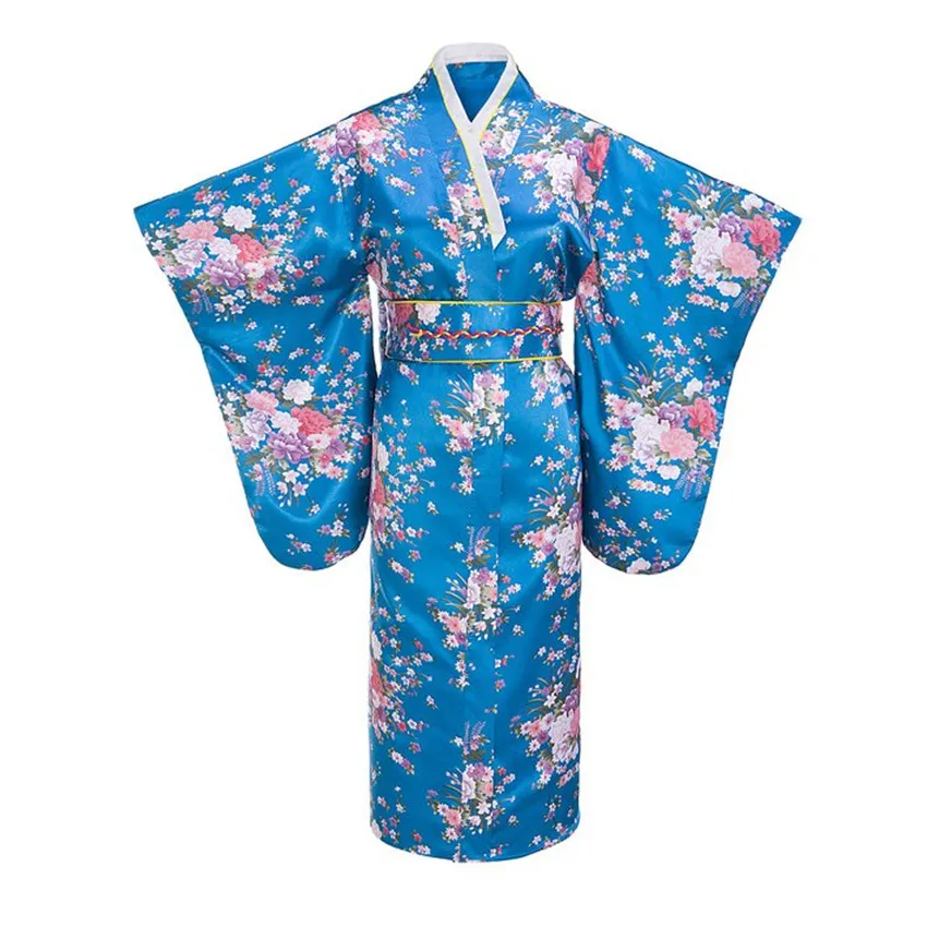 Fashion Lake blue Evening Dress Japanese Women Tradition Yukata Kimono With Obi Vintage Cosplay Costume One size
Fashion Lake blue Evening Dress Japanese Women Tradition Yukata Kimono With Obi Vintage Cosplay Costume One size