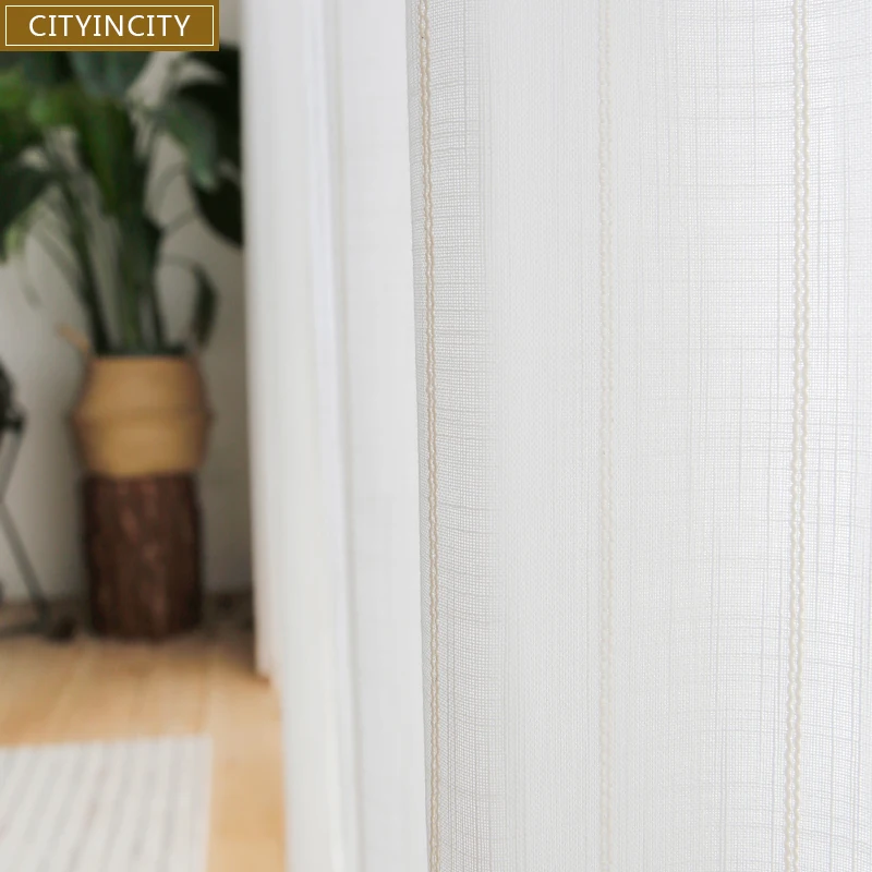 CITYINCITY Jacquard Curtain White Tulle Curtains For Livingroom Striped Voile Faux Linen Sheer for bedroom Window Customized
CITYINCITY Jacquard Curtain White Tulle Curtains For Livingroom Striped Voile Faux Linen Sheer for bedroom Window Customized