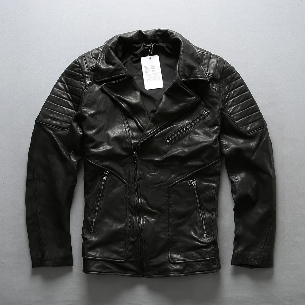 AVIREXFLY 2018 New Men Genuine Motorcycle Leatehr Jacket Fashion Diagonal Zipper Vegetable Tannin Goatskin Riding Biker Jackets
AVIREXFLY 2018 New Men Genuine Motorcycle Leatehr Jacket Fashion Diagonal Zipper Vegetable Tannin Goatskin Riding Biker Jackets