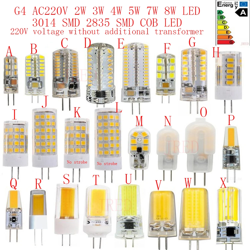 

5PCS 10PCS 20PCS G4 AC220V 2W 3W 4W 5W 6W 7W 8W LED Bulb 3014SMD 2835SMD COB LED Replacing traditional halogen lamp