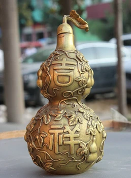 Folk Chinese Brass Copper JiXiang Longevity Shou Gourd Statue Bottle Pot gift arts crafts decoration
Folk Chinese Brass Copper JiXiang Longevity Shou Gourd Statue Bottle Pot gift arts crafts decoration