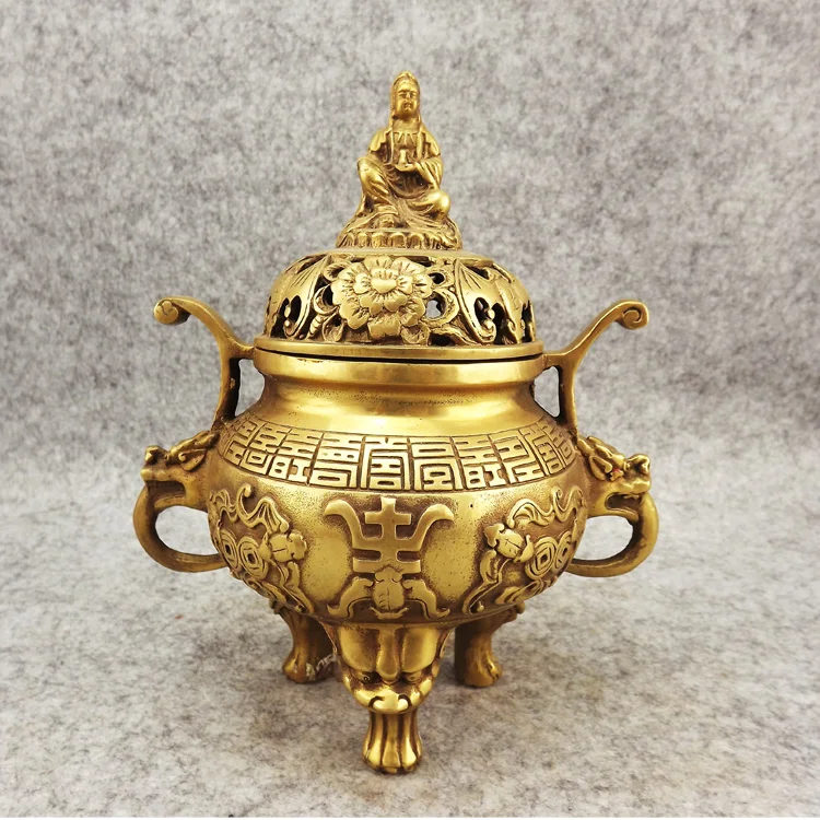 Incense burner copper incense burner buddha with three-legged antique incense burner daming xuande
Incense burner copper incense burner buddha with three-legged antique incense burner daming xuande