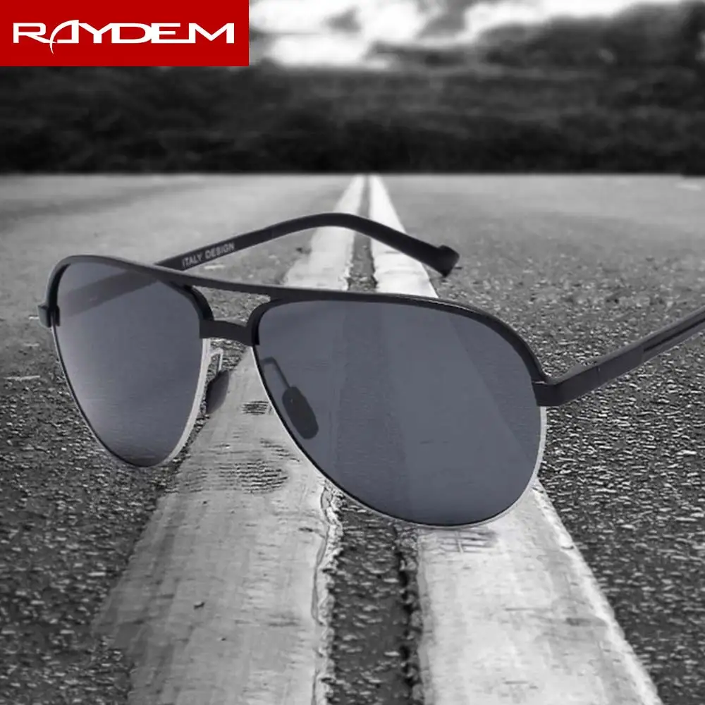 

Raydem Black Aluminum Magnesium Sunglasses Men Polarized Aviator Male Eyewear Brand Driving Polaroid Sun Glasses For Men Pilot