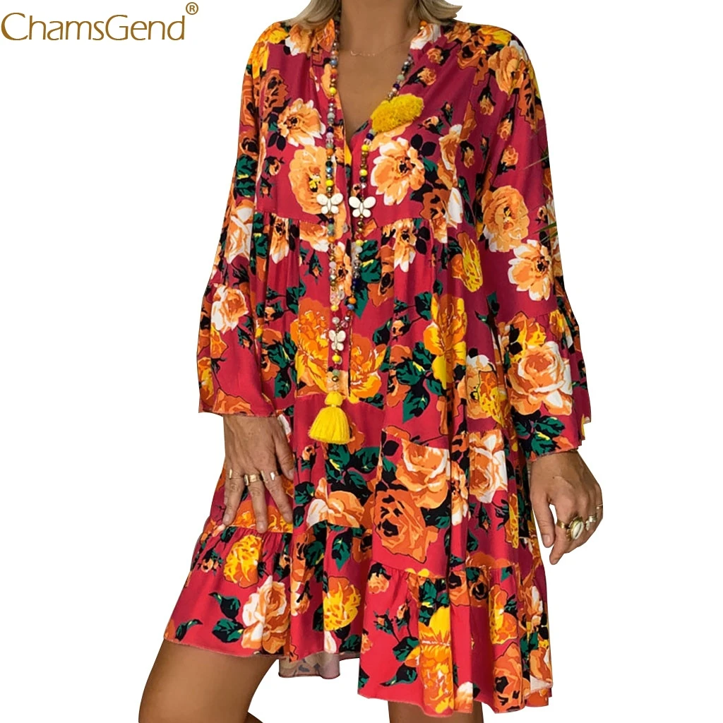 6Color Sexy Lady V Neck Floral Print High Waist Mini Dress Three Quater Sleeeve Buttons Short Loose Plus Size Dresses S-5XL 907
6Color Sexy Lady V Neck Floral Print High Waist Mini Dress Three Quater Sleeeve Buttons Short Loose Plus Size Dresses S-5XL 907