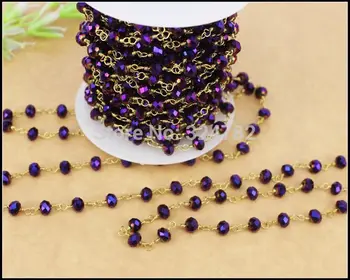 5 Meters Spinel Rosary Style Wire Wrapped Beaded Chain,Faceted crystal roundel in purple with AB color beads size 5*6mm jewelry
5 Meters Spinel Rosary Style Wire Wrapped Beaded Chain,Faceted crystal roundel in purple with AB color beads size 5*6mm jewelry