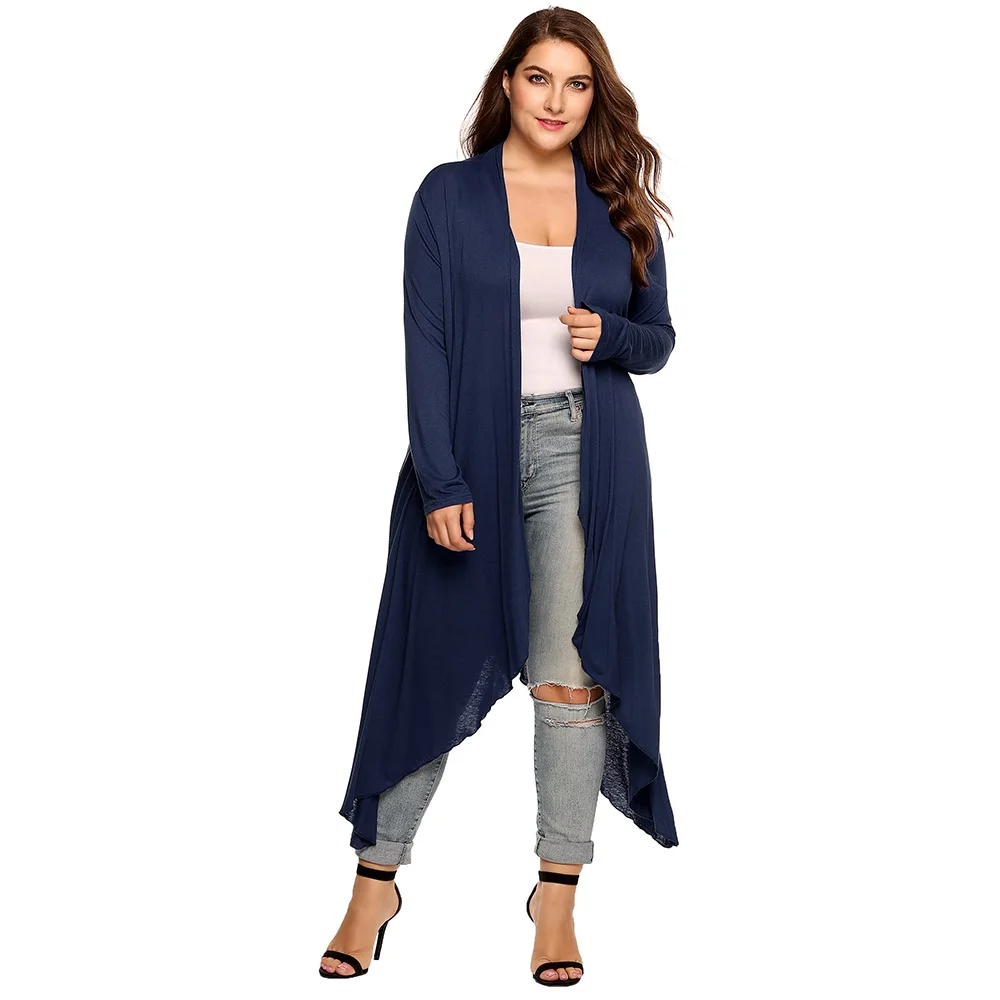 IN'VOLAND Women Cardigan Jacket Plus Size Autumn Open Front Solid Draped Lady Large Long Large Sweater Big Oversized L-5XL 10