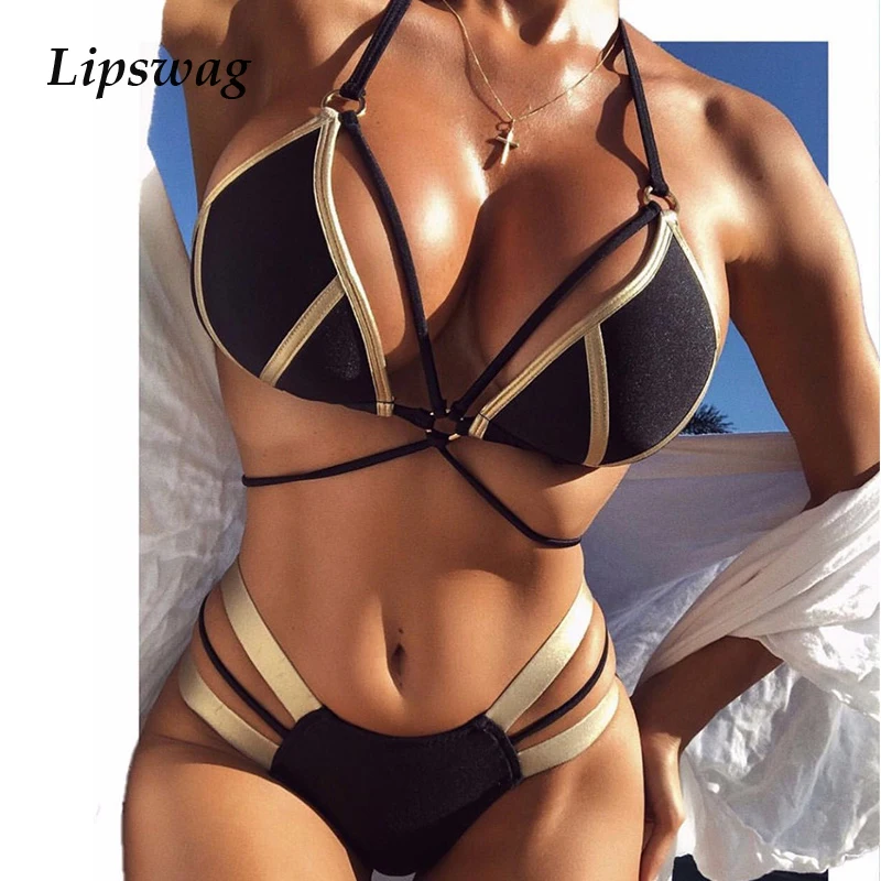 Sexy Halter String Bikini Set Swimsuit Women Bandage Cross Bikini Swimwear Solid push up Bathing Suit feminino Brazilian biquini
Sexy Halter String Bikini Set Swimsuit Women Bandage Cross Bikini Swimwear Solid push up Bathing Suit feminino Brazilian biquini