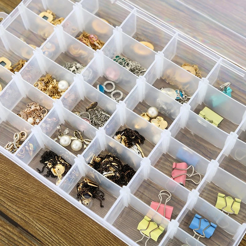 Clear Plastic Jewelry Box For Ring Earring Adjustable 24 Compartment Rectangle Storage Case Home Office Organizer
Clear Plastic Jewelry Box For Ring Earring Adjustable 24 Compartment Rectangle Storage Case Home Office Organizer
