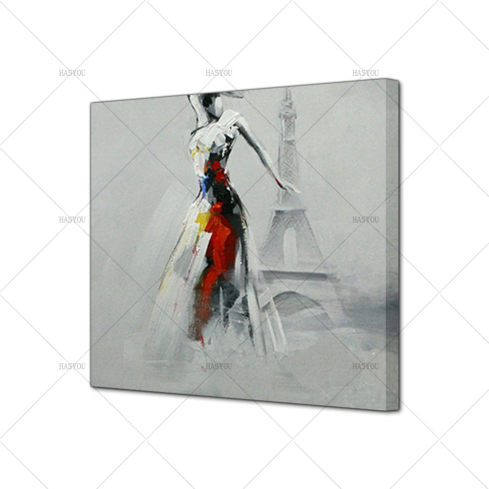 Pop-Art-Sexy-Lady-Dancing-in-Front-of-Eiffel-Tower-Oil-Painting-Modern-Knife-Painted-Painting (4)