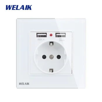 WELAIK Tempering-Glass-Panel EU Wall-Power Socket-and 2USB Power-Socket UK-Standard B18E2USW
WELAIK Tempering-Glass-Panel EU Wall-Power Socket-and 2USB Power-Socket UK-Standard B18E2USW