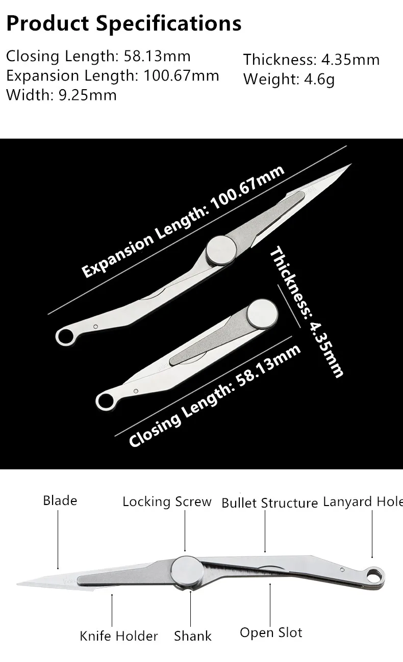 Mini Folding Scalpel Knife – Titanium 10
