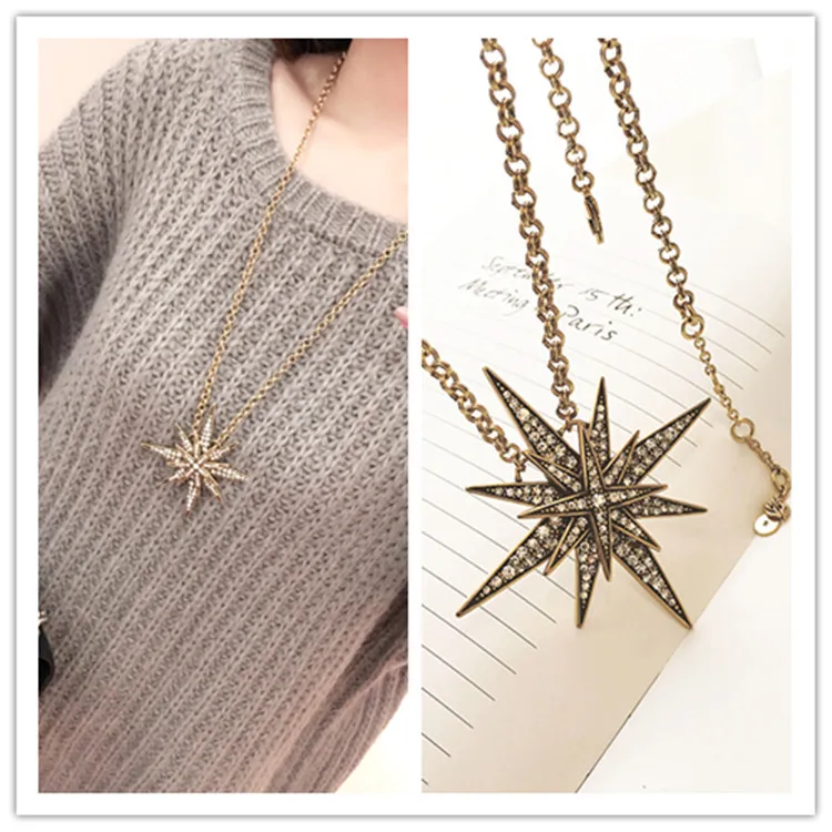 Fashion Pentagram Sweater Chain Necklace Retro Stars Gothic Pendant Necklace Female Mysterious Jewelry Accessories Women Gift 
Fashion Pentagram Sweater Chain Necklace Retro Stars Gothic Pendant Necklace Female Mysterious Jewelry Accessories Women Gift
