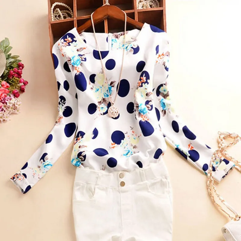 Women Polka Dot Floral Printed Tops Casual Chiffon Shirts Long Sleeve Blouse Blusas
Women Polka Dot Floral Printed Tops Casual Chiffon Shirts Long Sleeve Blouse Blusas