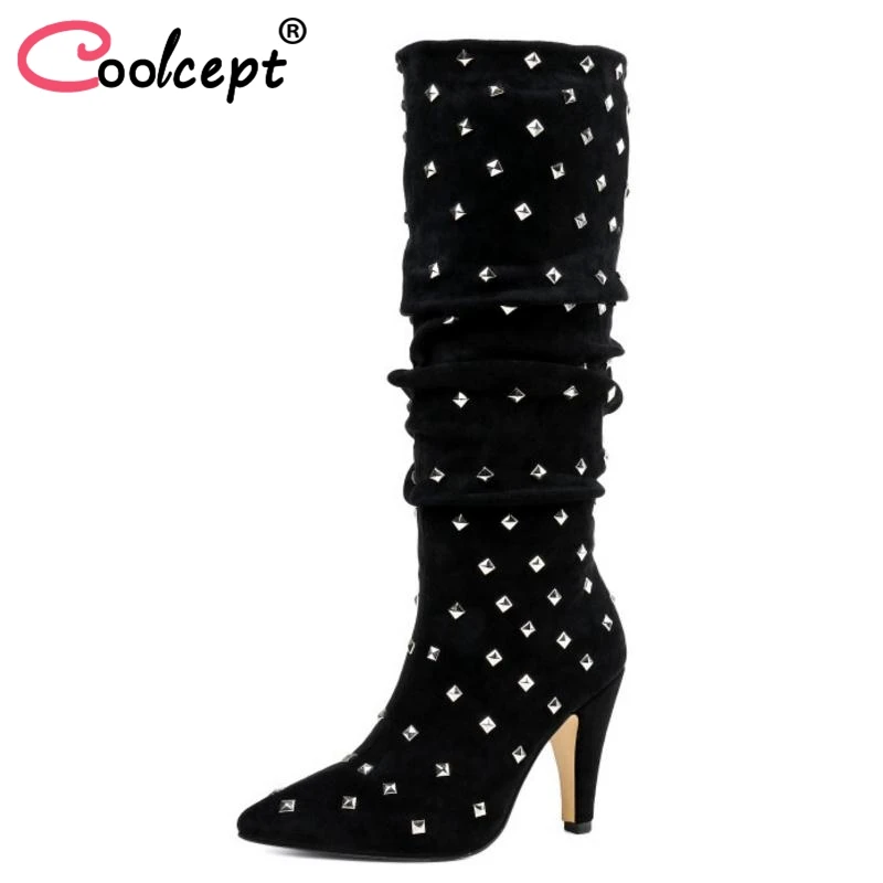 Coolcept Women Mid Calf Boots Winter High Heels Bling Shine Warm Fur Shoes Woman New Fashion Rivets Long Boots Size 33-43
Coolcept Women Mid Calf Boots Winter High Heels Bling Shine Warm Fur Shoes Woman New Fashion Rivets Long Boots Size 33-43