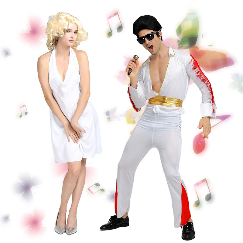 

Cosplay costumes Halloween costume party clothing singer white clothing adult elvis Presley clothing Marilyn Monro Cos Dress