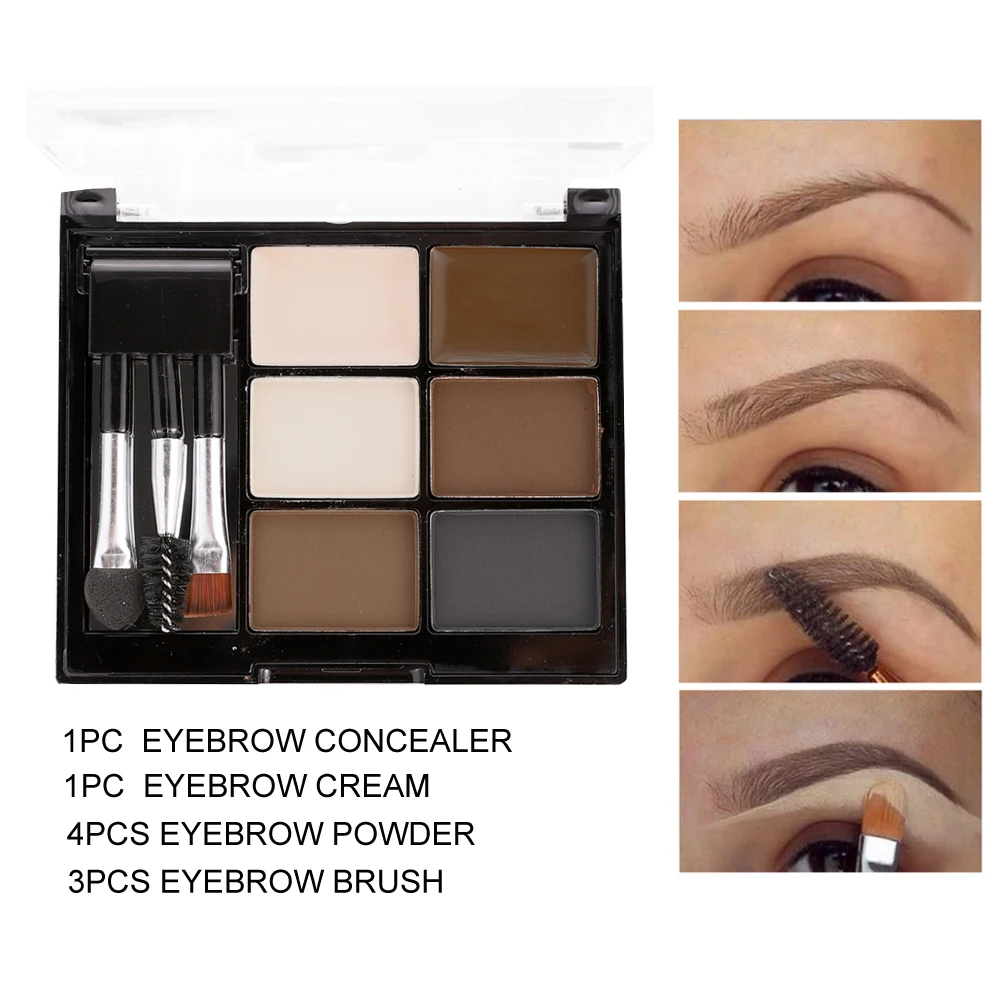Makeup Eyebrow Enhancer Cream 6-color Eyes Make up Eye Brow Powder Palette Natural Brows Brightening Gel with 3pcs Brushes Kit
Makeup Eyebrow Enhancer Cream 6-color Eyes Make up Eye Brow Powder Palette Natural Brows Brightening Gel with 3pcs Brushes Kit