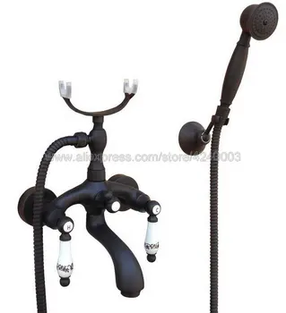 Black Oil Rubbed Bronze Dual Handles Brass Bathtub Faucet Set Wall Mount with Handshower Bath Shower Mixer Taps Ktf571
Black Oil Rubbed Bronze Dual Handles Brass Bathtub Faucet Set Wall Mount with Handshower Bath Shower Mixer Taps Ktf571