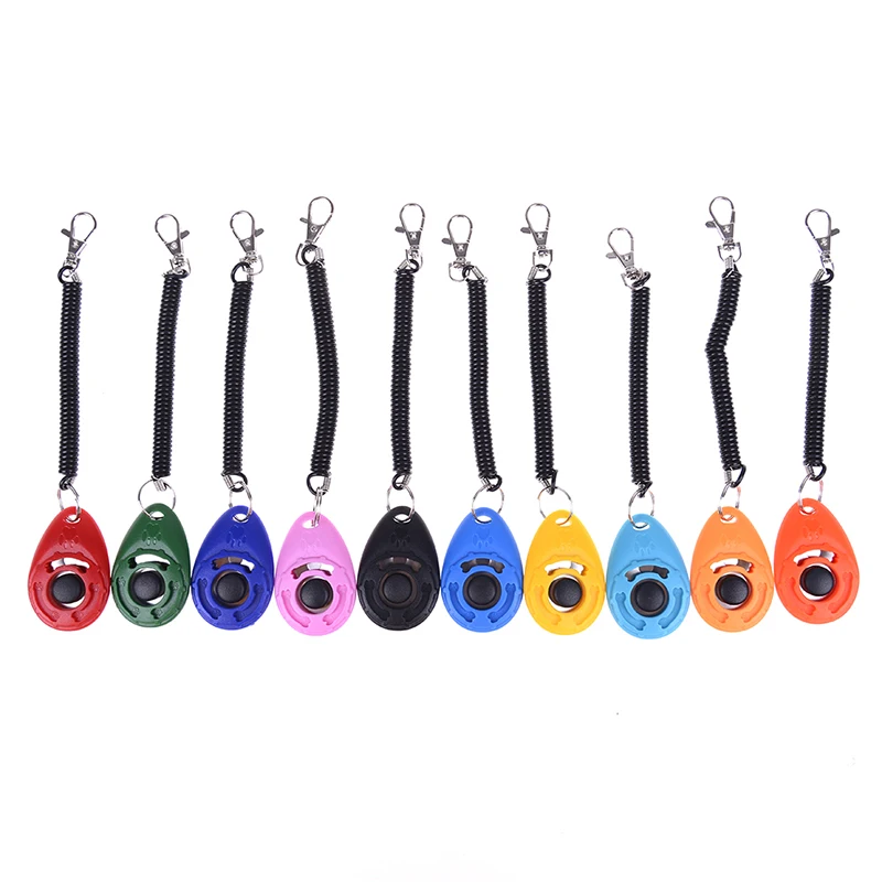 1 PC Pet Cat Puppy Dog Training Clicker ObediencePlastic New Dogs Click Trainer Aid Too Adjustable Wrist Strap Sound Key Chain | Дом и сад