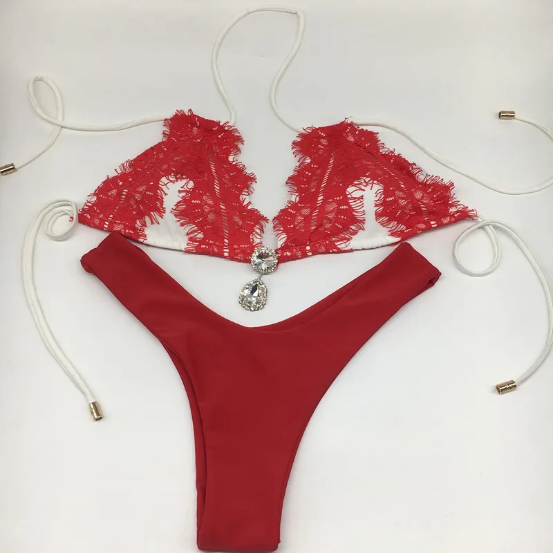 New Luxury Diamond Eyelashes Lace Bikinis Women Sexy Bling Bling Rhinestone Swimwear Padded Bandage Bathing Suit 2019
New Luxury Diamond Eyelashes Lace Bikinis Women Sexy Bling Bling Rhinestone Swimwear Padded Bandage Bathing Suit 2019