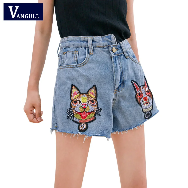 Women Fashion Dogs Pattern Appliques Denim Shorts Female Irregular Style Street Wear Short Jeans Summer Bottoms VANGULL 2018
Women Fashion Dogs Pattern Appliques Denim Shorts Female Irregular Style Street Wear Short Jeans Summer Bottoms VANGULL 2018
