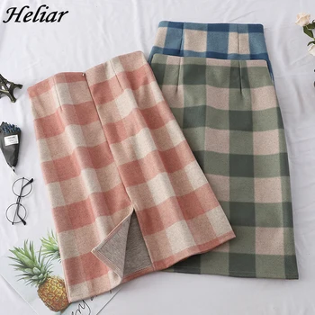 HELIAR Woman Winter Korean All Match Plaid Skirt Casual Slit Hem Warm High Waist Office Lady Mulit Color Woolen Skirts New
HELIAR Woman Winter Korean All Match Plaid Skirt Casual Slit Hem Warm High Waist Office Lady Mulit Color Woolen Skirts New