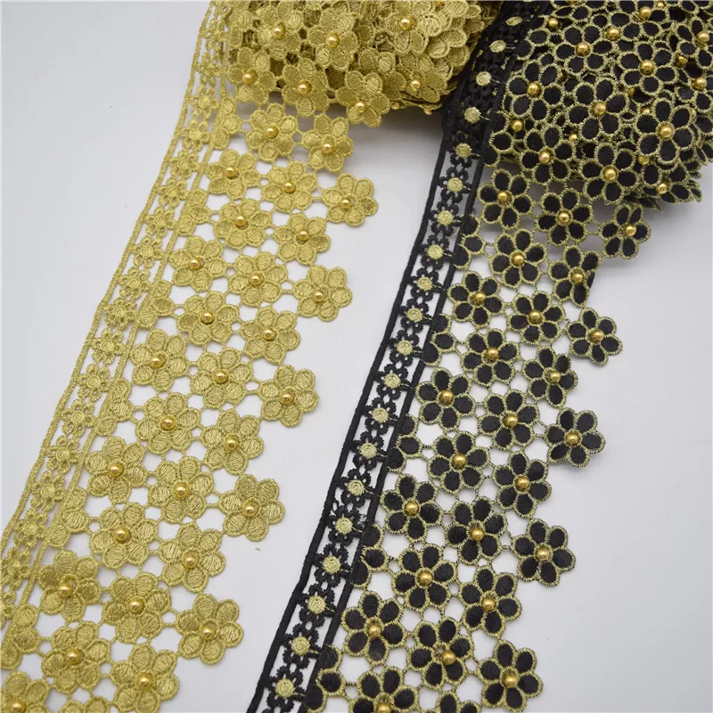 10yards Gold and black beaded Metallic Embroidered Motif Lace Nigeria Venice Trim Crochet Cord Wide 11CM
10yards Gold and black beaded Metallic Embroidered Motif Lace Nigeria Venice Trim Crochet Cord Wide 11CM
