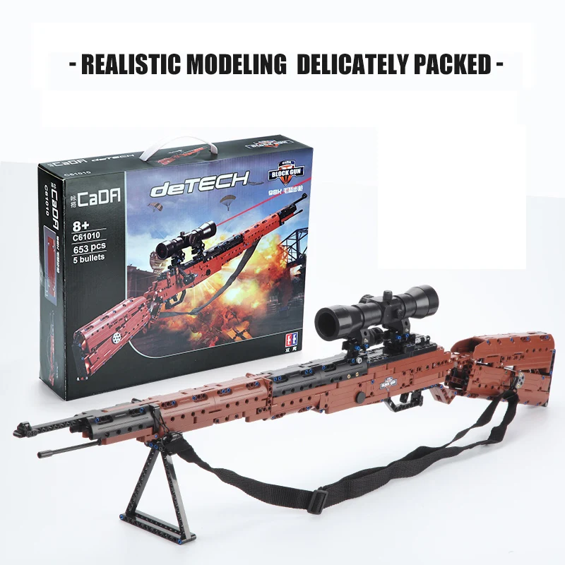 CaDA 653pcs Building Block Gun 98k Sniper Grab Model Bulletable Simulation Gun Building Kit C61010 Assembled Bricks Toys Gifts
CaDA 653pcs Building Block Gun 98k Sniper Grab Model Bulletable Simulation Gun Building Kit C61010 Assembled Bricks Toys Gifts