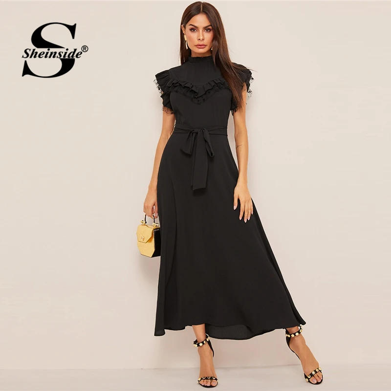Sheinside Layered Ruffle Mesh Detail Dress Women 2019 Spring Stand Collar High Waist Dresses Ladies Sleeveless Trim Maxi Dress
Sheinside Layered Ruffle Mesh Detail Dress Women 2019 Spring Stand Collar High Waist Dresses Ladies Sleeveless Trim Maxi Dress