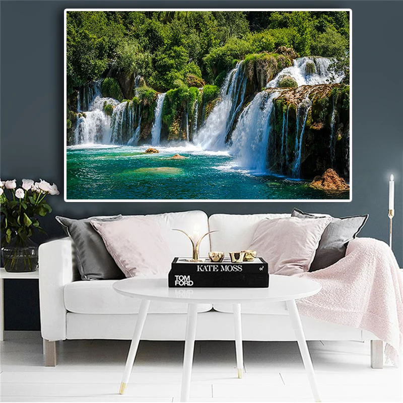 Waterfall Lake Natural Mountain Scenery Landscape Posters and Print Canvas Painting Modern Kitchen Wall Picture for Living Room
Waterfall Lake Natural Mountain Scenery Landscape Posters and Print Canvas Painting Modern Kitchen Wall Picture for Living Room