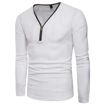 Men's T-shirt Collar fashion zipper design bar hole in pure color big men long sleeve T-shirt
Men's T-shirt Collar fashion zipper design bar hole in pure color big men long sleeve T-shirt