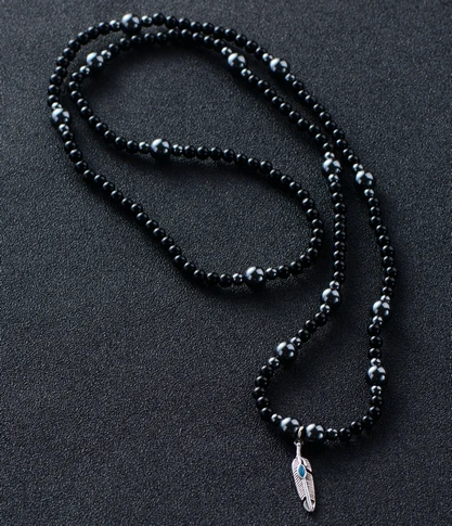 Men Necklaces Steampunk 6MM Black Onyx Hematite with Leaf Charm Couples Necklace Natural Stones Mens Jewelry Dropshipping
Men Necklaces Steampunk 6MM Black Onyx Hematite with Leaf Charm Couples Necklace Natural Stones Mens Jewelry Dropshipping