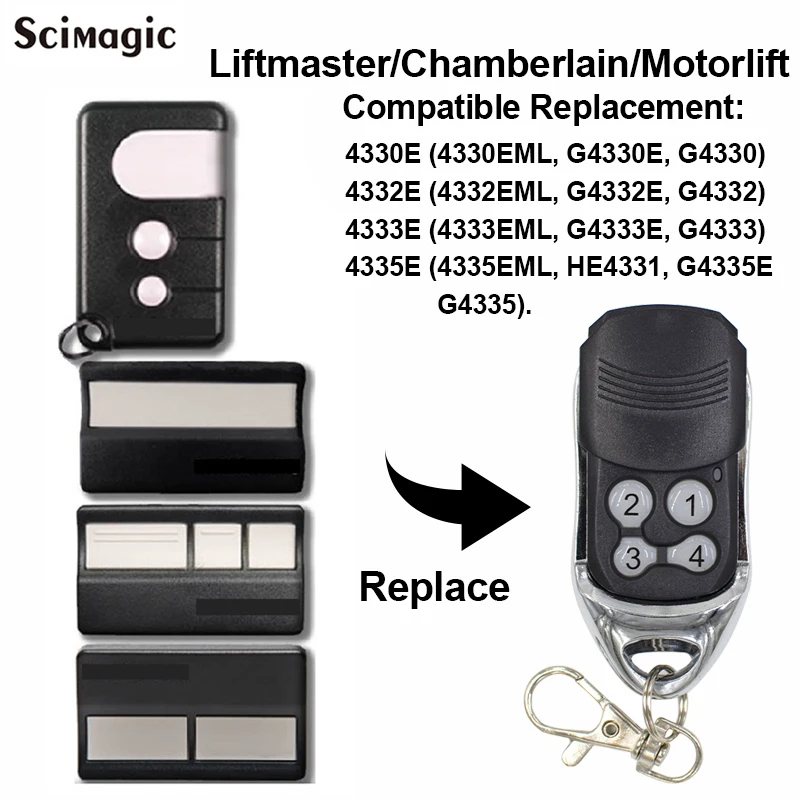 Liftmaster Chamberlain 4330e 4332e 4333e 4335e remote control Motorlift 4330EML 4332EML 4333EML 4335EML Transmitter command fob
Liftmaster Chamberlain 4330e 4332e 4333e 4335e remote control Motorlift 4330EML 4332EML 4333EML 4335EML Transmitter command fob