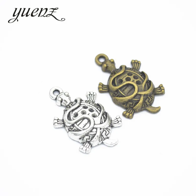 

YuenZ 7 pcs 2 color Antique Silver color tortoise Charms Zinc Alloy necklace,earring bracelet jewelry DIY handmade 27*17mm D751