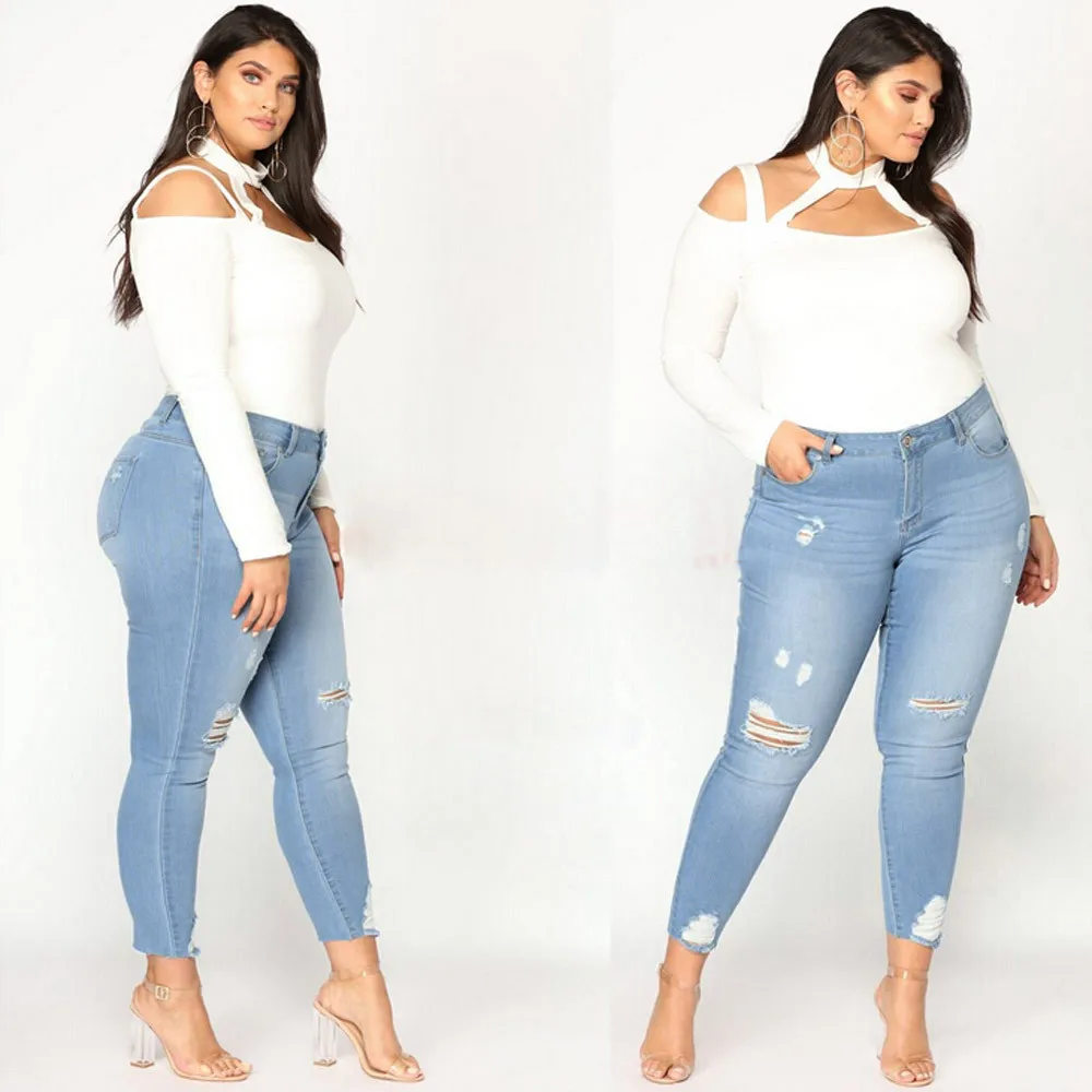 Women Plus Size Ripped Stretch Slim soft and comfortable Denim Skinny Jeans Pants High Waist Trousers L50/0130
Women Plus Size Ripped Stretch Slim soft and comfortable Denim Skinny Jeans Pants High Waist Trousers L50/0130
