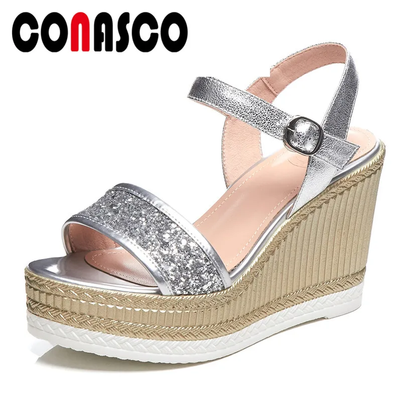 CONASCO New Fashion Solid Blingbling Women Sandals SheepSkin Buckle Round Toe High Heels Basic Shoes Woman Party Casual Shoes 
CONASCO New Fashion Solid Blingbling Women Sandals SheepSkin Buckle Round Toe High Heels Basic Shoes Woman Party Casual Shoes