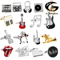 Free Shipping 18 Designs Guitar Cufflinks Music Design Musical Note Cuff Links Piano Bass Cuffs image