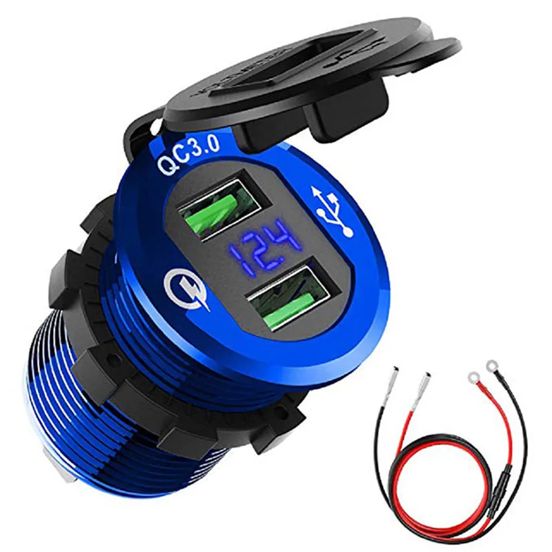 SOONHUA Car Charger Aluminum Socket Power Outlet Charger With LED Display Universal QC 3.0 Dual USB Phone Charger For Motorcycle
SOONHUA Car Charger Aluminum Socket Power Outlet Charger With LED Display Universal QC 3.0 Dual USB Phone Charger For Motorcycle