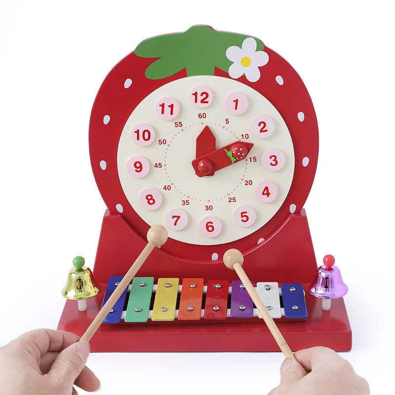 Children wooden strawberry clock with bells Infant music enlightenment hand knocking piano baby xylophone toys
Children wooden strawberry clock with bells Infant music enlightenment hand knocking piano baby xylophone toys