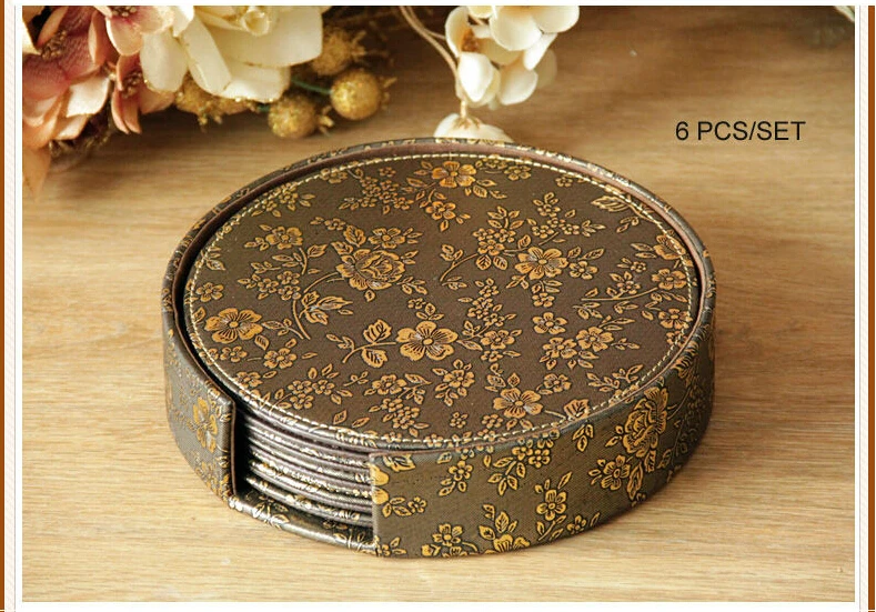 6PCS/set 10cm round leather bar coffee house drink cup coaster heat insulation pad dining table mats gold flower copper 4005
6PCS/set 10cm round leather bar coffee house drink cup coaster heat insulation pad dining table mats gold flower copper 4005