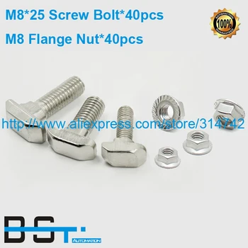Free shipping for M8*25 T Screw Bolt + M8 Flange nut for 4545 aluminium profile connector
Free shipping for M8*25 T Screw Bolt + M8 Flange nut for 4545 aluminium profile connector