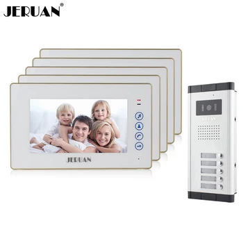 JERUAN Apartment Doorbell intercom 7`` Touch key Video Door Phone Intercom System 5 Monitor 700TVL IR Camera for 5 Call Button
JERUAN Apartment Doorbell intercom 7`` Touch key Video Door Phone Intercom System 5 Monitor 700TVL IR Camera for 5 Call Button