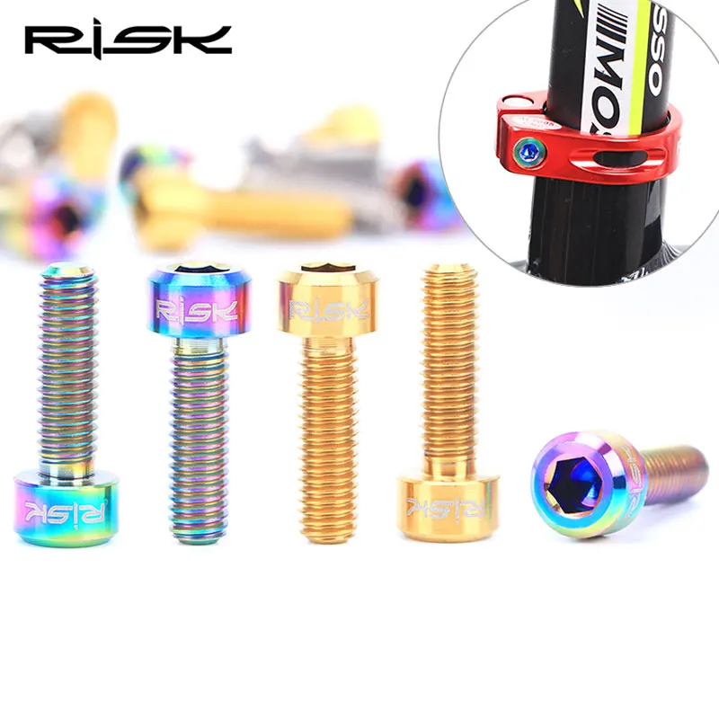 RISK 6Pcs Titanium M5x16/18mm Stem Screws Bolt Bicycle Bike MTB Steering Stem Handlebar Titanium Screw
RISK 6Pcs Titanium M5x16/18mm Stem Screws Bolt Bicycle Bike MTB Steering Stem Handlebar Titanium Screw