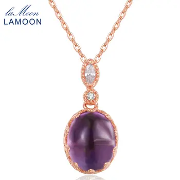 LAMOON- 10x8mm 3.2ct Natural Purple Amethyst 925 Sterling Silver Jewelry Simple Chain Pendant Necklace S925 LMNI021
LAMOON- 10x8mm 3.2ct Natural Purple Amethyst 925 Sterling Silver Jewelry Simple Chain Pendant Necklace S925 LMNI021