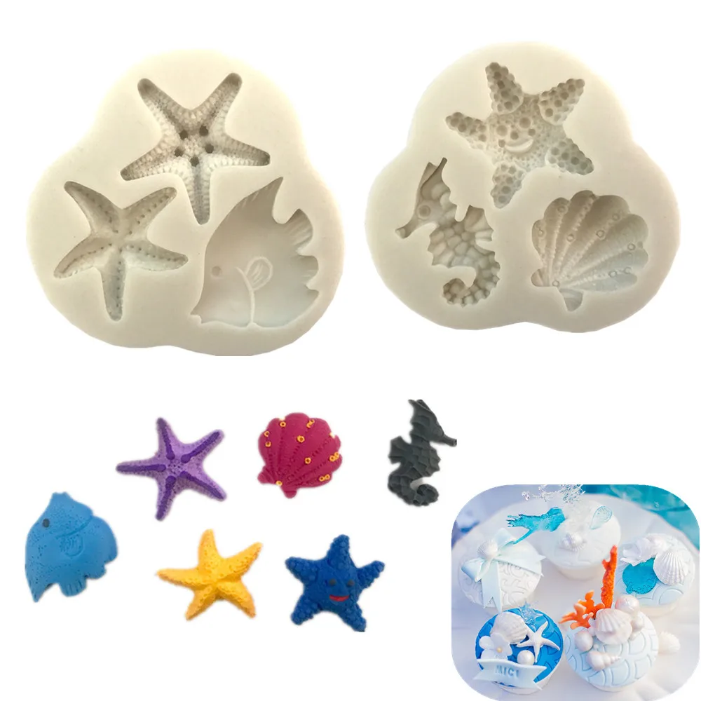 

Tropical Fish/Starfish Fondant Cake Silicone Mold Chocolate Candy Molds Cookies Pastry Biscuits Mould DIY Cake Baking Tools