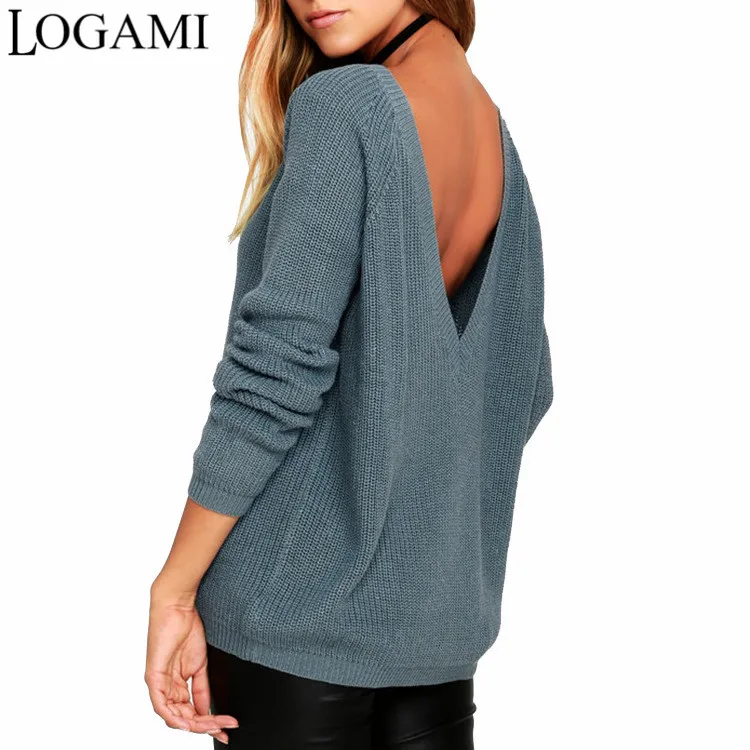 LOGAMI Back V Neck Sexy Sweater Women Pullover Knitted Long Sleeve Spring Autumn Sweaters And Pullovers
LOGAMI Back V Neck Sexy Sweater Women Pullover Knitted Long Sleeve Spring Autumn Sweaters And Pullovers